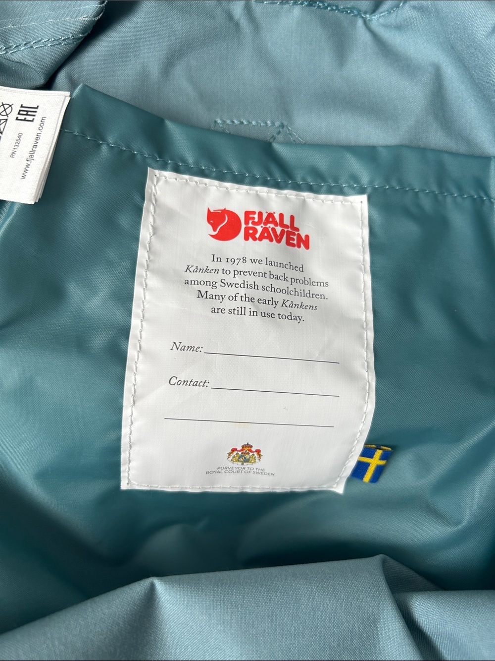 Fjallraven Kanken Backpack in Dusty Teal - Picture 3 of 4